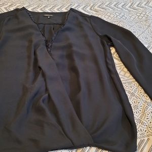 Dynamite Black wrap blouse with lace trim